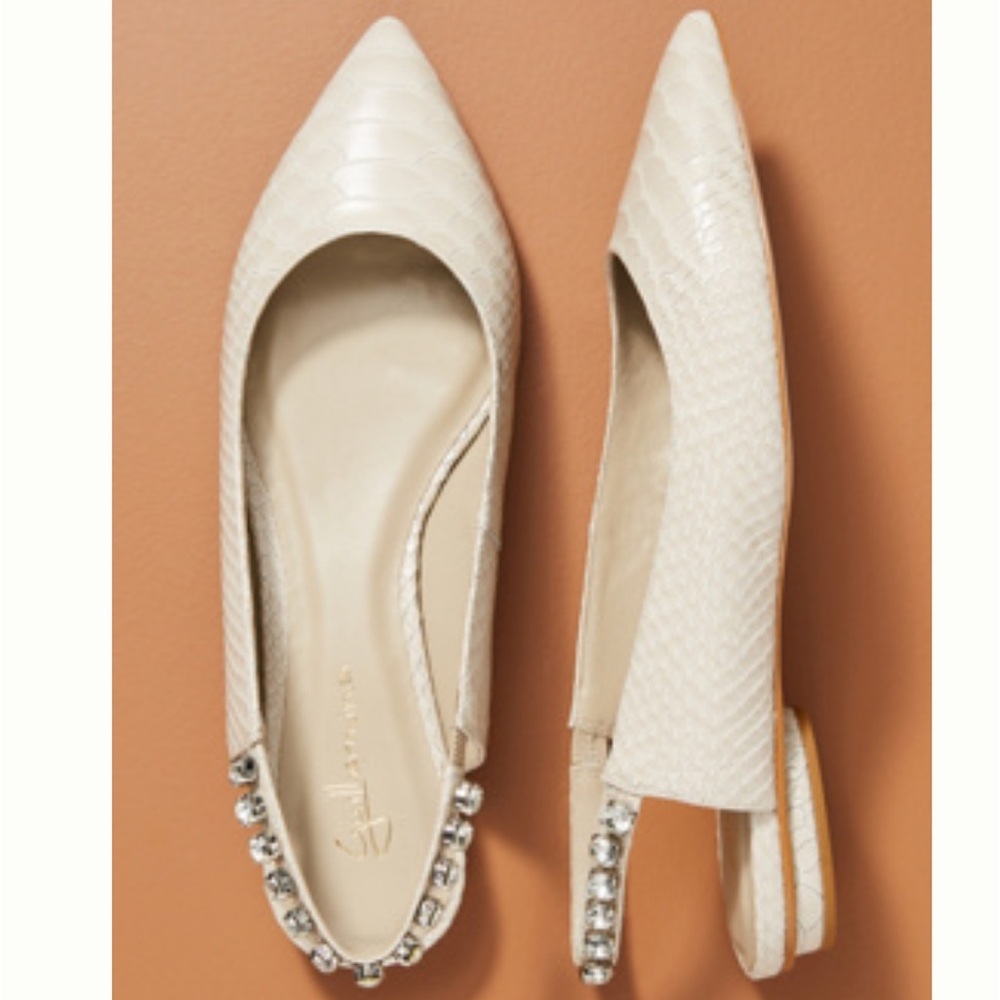 ANTHROPOLOGIE GUILHERMINA EMBELLISHED SLINGBACK FLATS